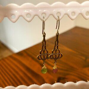 Handmade New Orleans Earrings - Peridot & Tourmaline
